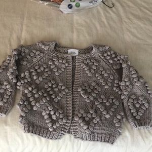 Chunky Knit Bobble Cardigan Sweater - Taupe